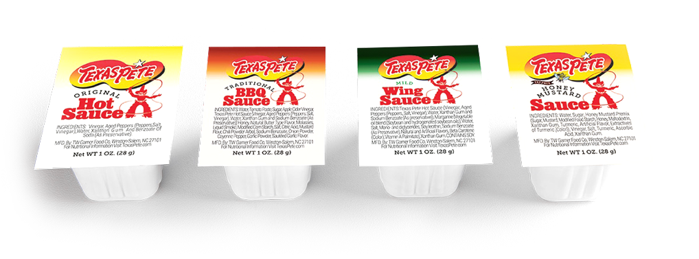 Texas Pete® sauces in travel-friendly packaging