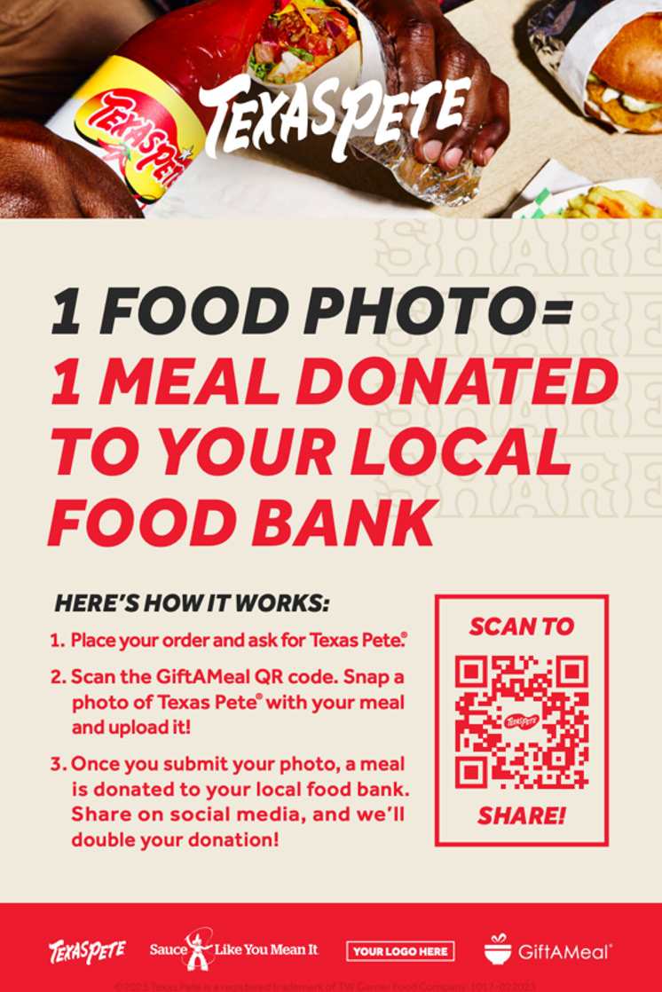 1 Food Photo = 1 Meal Donated to Your Local Food Bank