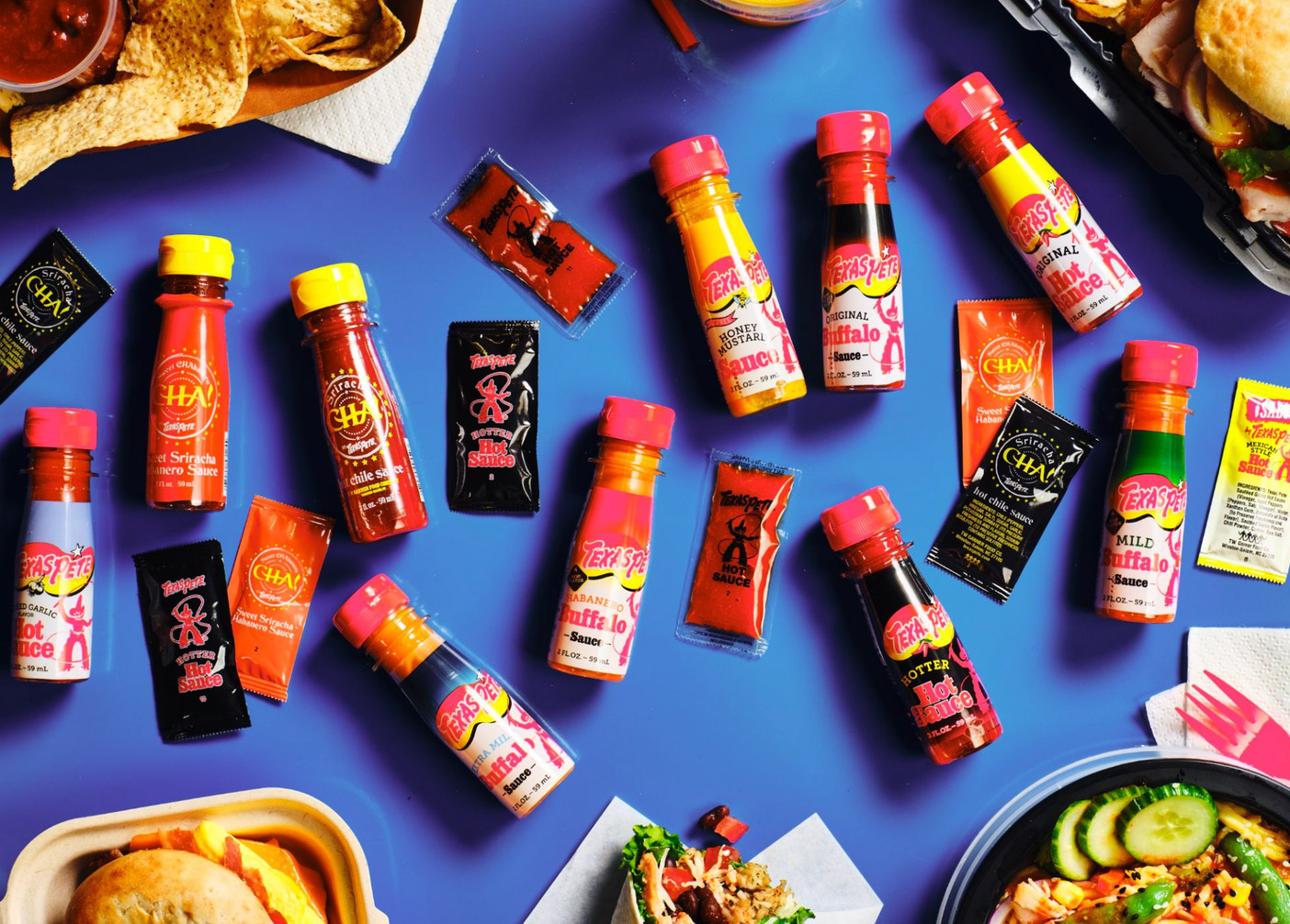 Texas Pete Bottles and Portion-Control Packets
